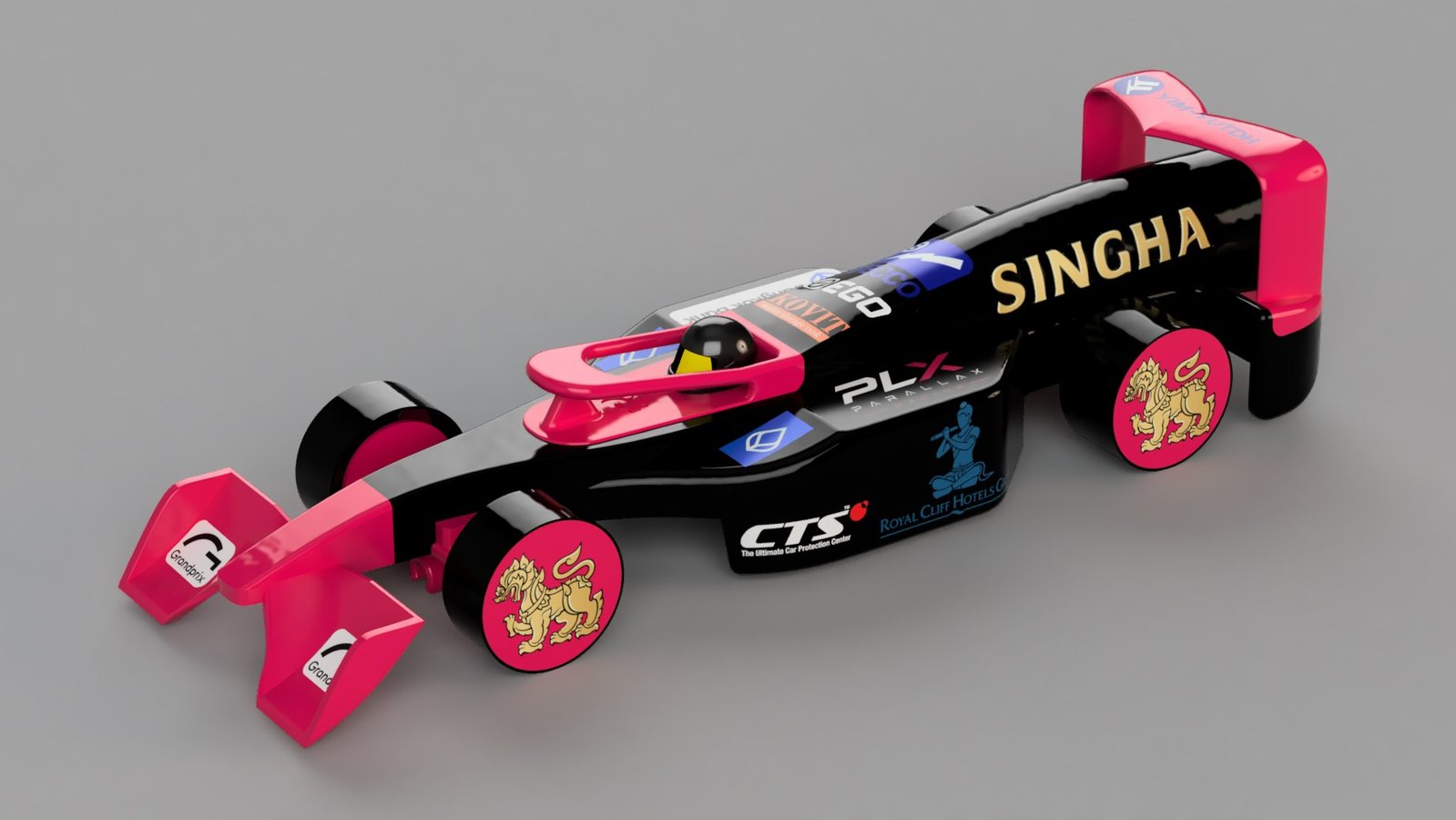Parallax Racing car in its 2026 sponsor livery, three-quarter front view