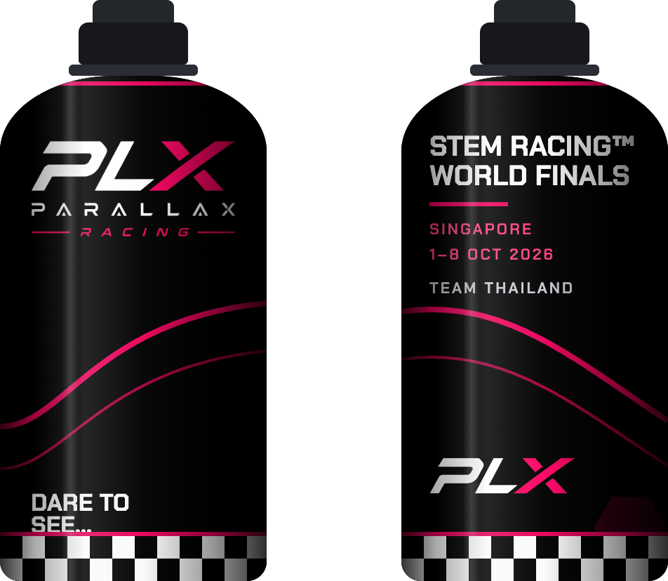 Parallax Racing water bottle mock-up, front and back